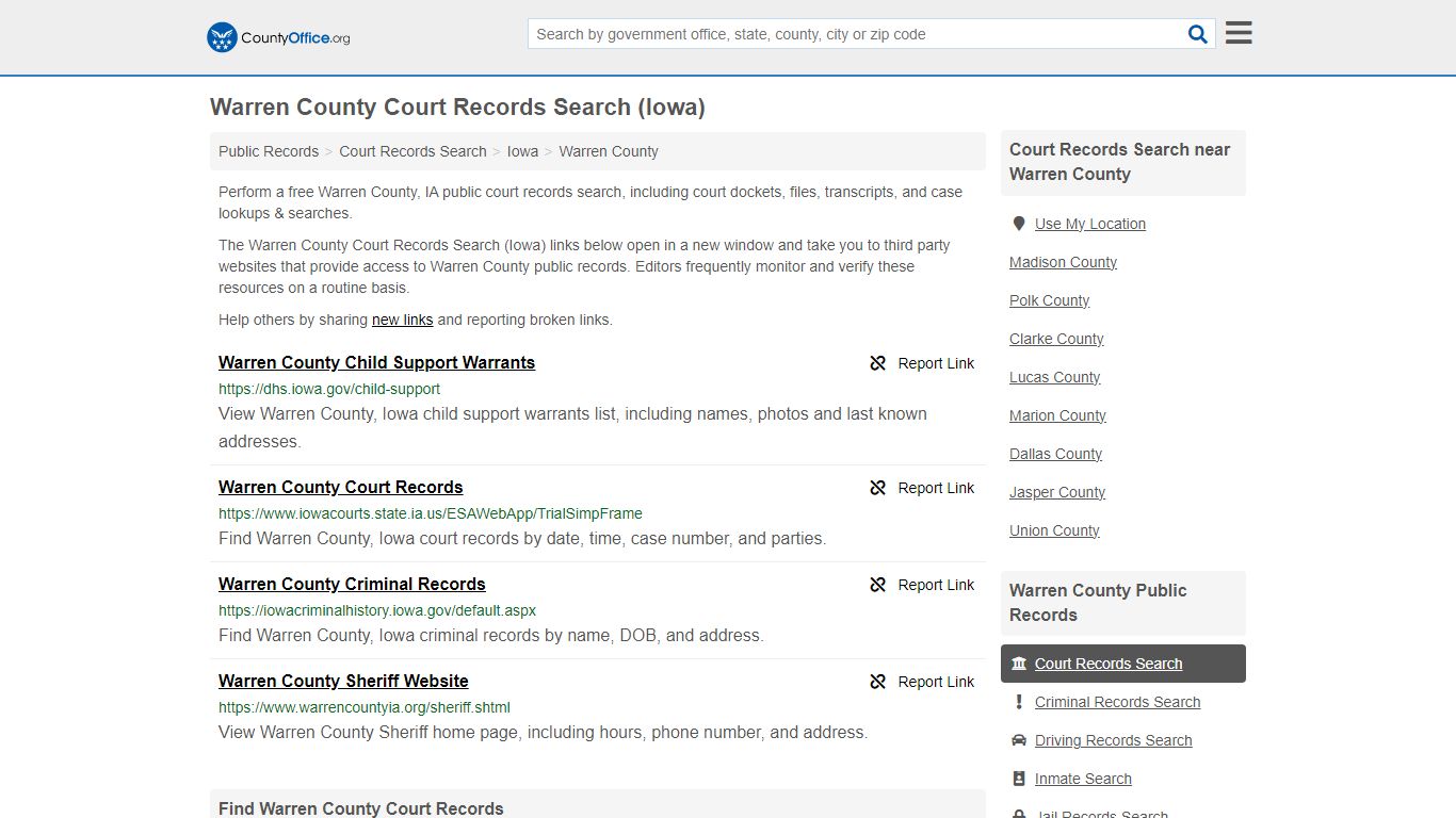 Warren County Court Records Search (Iowa) - County Office